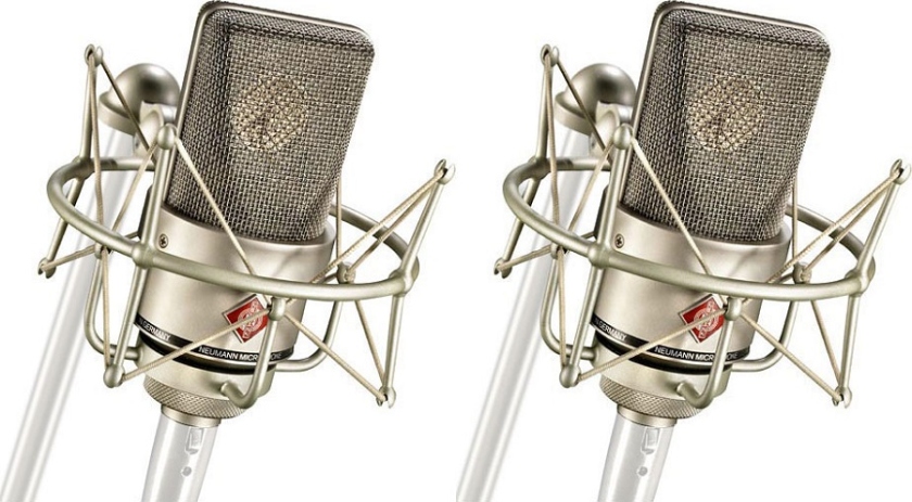 Set stereo cu doua microfoane Neumann TLM 103 cu suspensie elastica.