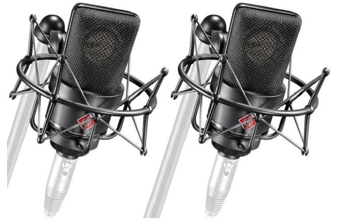 Set stereo cu doua microfoane Neumann TLM 103 mt cu suspensie elastica.