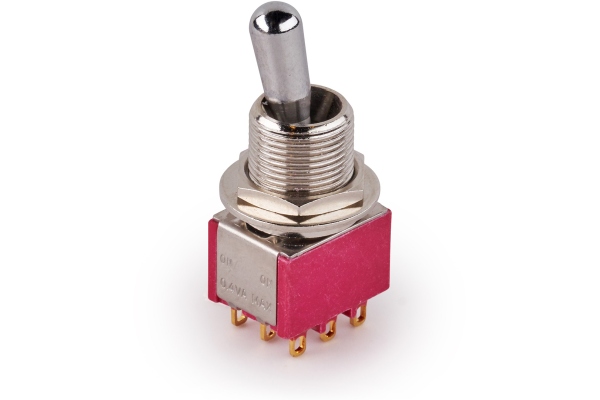  Maxi Toggle Switch, Short, Solder Lugs, ON/ON, 3PDT - Chrome