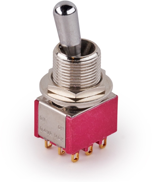 MEC Pickups  Maxi Toggle Switch, Short, Solder Lugs, ON/ON, 3PDT - Chrome