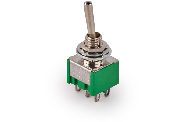  Mini Toggle Switch, Long, Solder Lugs, ON/OFF/ON, DP3T - Chrome