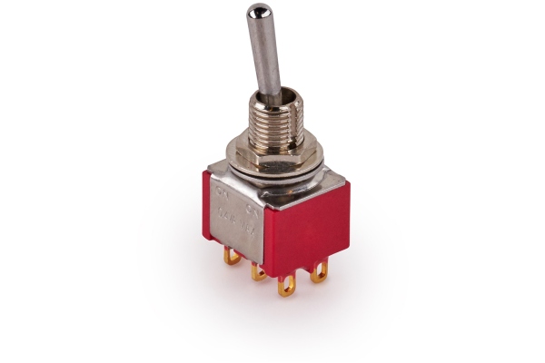 Mini Toggle Switch, Long, Solder Lugs, ON/ON, DPDT - Chrome