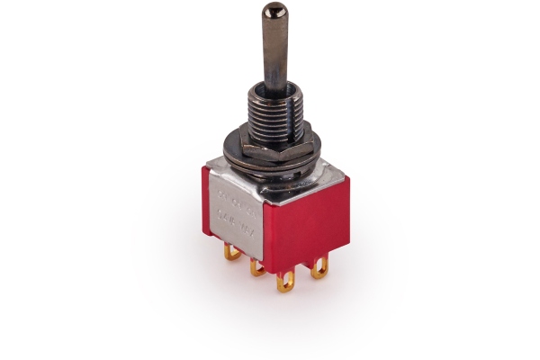  Mini Toggle Switch, Long, Solder Lugs, ON/ON/ON, DP3T - Black