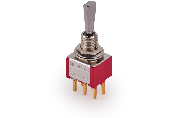 Mini Toggle Switch, Flat, Print, ON/ON/ON, DP3T - chrome Mini Toggle Switch, Flat, Print, ON/ON/ON, DP3T - chrome