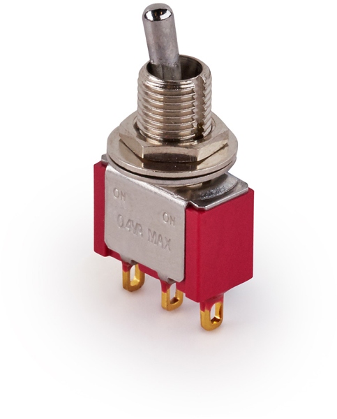 MEC Pickups Mini Toggle Switch, Short, Solder Lugs, ON/ON, SPDT - Chrome
