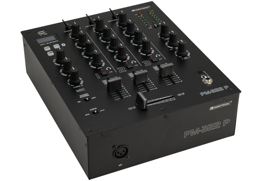Omnitronic PM-322P 3-Channel DJ Mixer with Bluetooth & USB Player