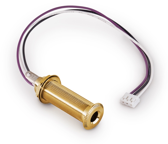 MEC Pickups Closed Stereo Jack Socket, for Mounting in Instrument Sides with R4 Connector - Gold