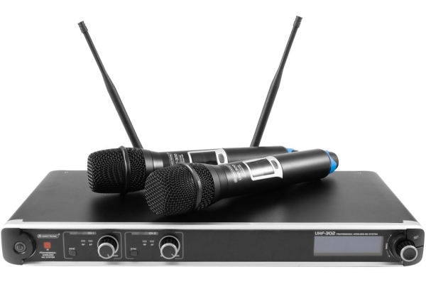 Omnitronic UHF-302 2-Channel Wireless Mic System 823-832/863-865MHz