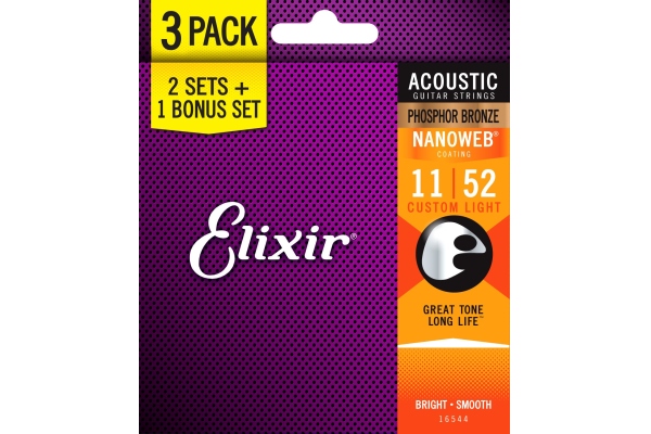 3Pack Nanoweb Acoustic Ph Bronze 11-52
