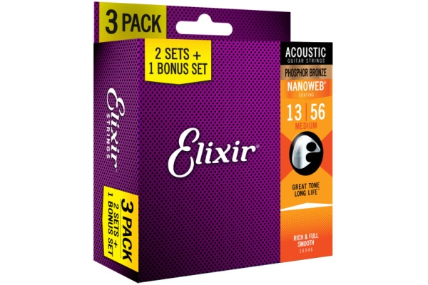 3Pack Nanoweb Acoustic Ph Bronze 13-56 16546