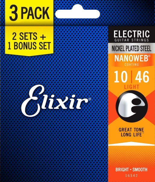 Elixir 3Pack Nanoweb Electric 10-46 16542