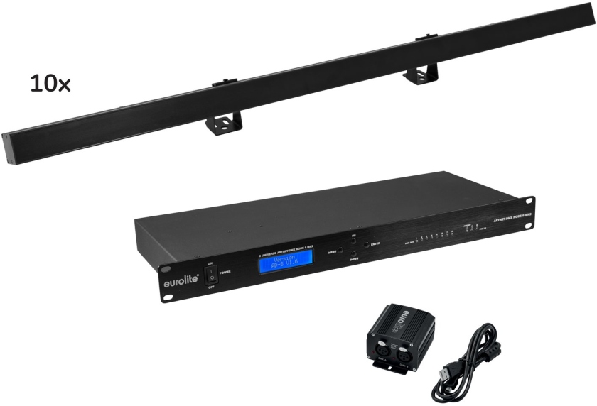 Eurolite Set 10x LED PR-100/32 Pixel DMX Rail bk + DMX Software