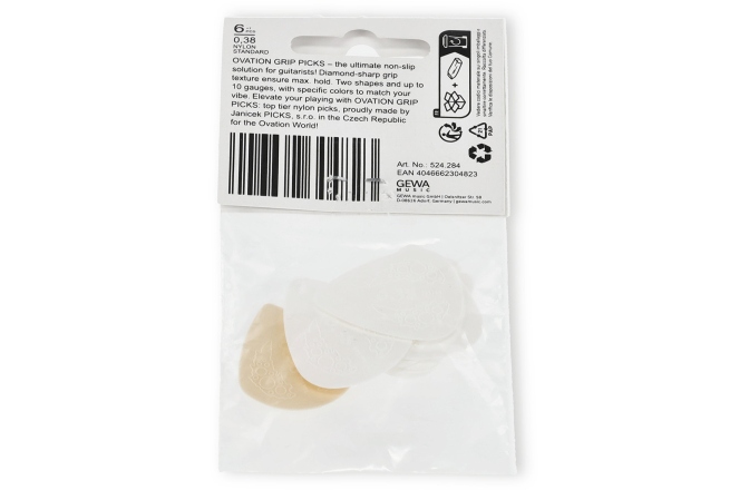 Pene de chitara Ovation Pene 0,38 mm pure white
