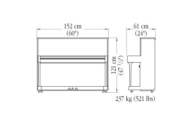 Pianină acustică Yamaha B3 PWH