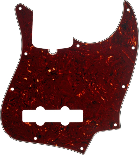 Fender Pickguard Jazz Bass 10-Hole Mount (with Truss Rod Notch) Tortoise Shell 4-Ply