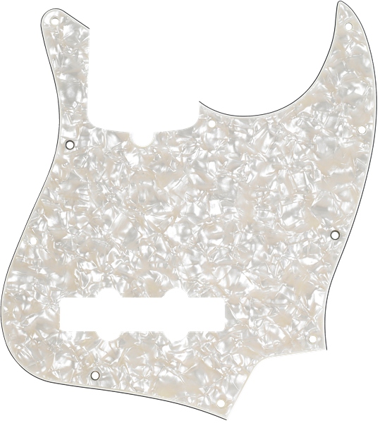 Fender Pickguard Jazz Bass White Pearloid 10-Hole Mount 4-Ply