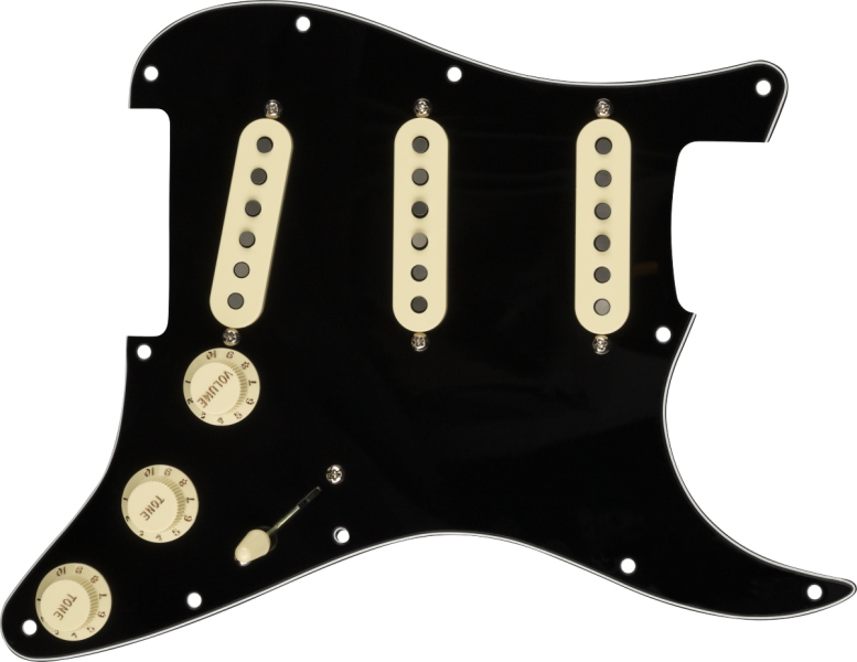 Fender Pre-Wired Strat Pickguard Custom Shop Fat 50's SSS Black 11 Hole PG