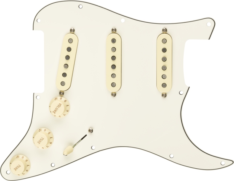 Fender Pre-Wired Strat Pickguard Custom Shop Fat 50's SSS Parchment 11 Hole PG