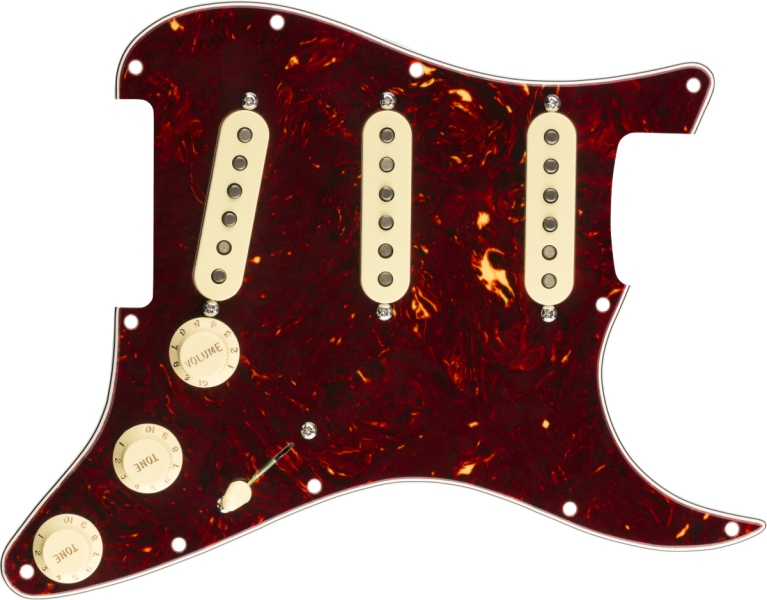 Fender Pre-Wired Strat Pickguard Original '57/'62 SSS Tortoise Shell 11 Hole PG