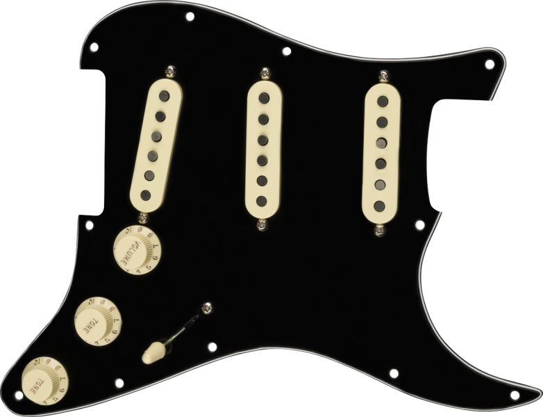 Fender Pre-Wired Strat Pickguard Tex-Mex SSS Black 11 Hole PG