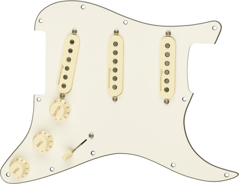 Fender Pre-Wired Strat Pickguard Vintage Noiseless SSS Parchment 11 Hole PG