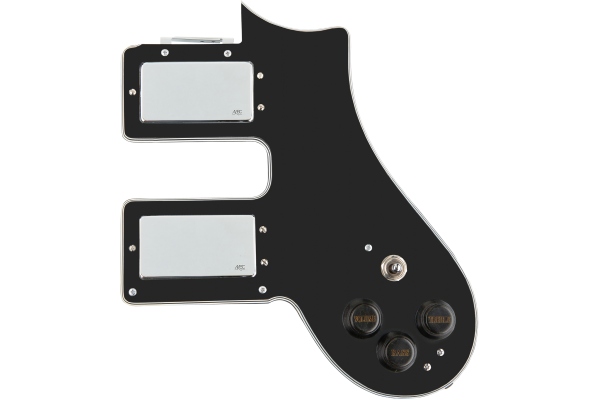 Loaded AZ 10 Pickguard, 2 Pickups, Black / Chrome Loaded AZ 10 Pickguard, 2 Pickups, Black / Chrome