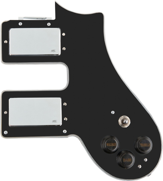 MEC Pickups  Loaded AZ 10 Pickguard, 2 Pickups, Black / Chrome
