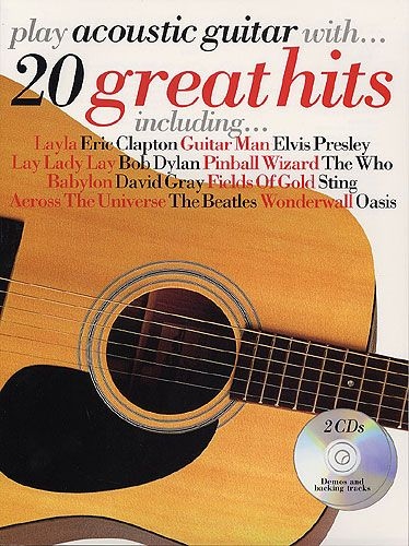 PLAY ACOUSTIC GUITAR WITH 20 GREAT HITS AGTR TAB BOOK/2CDS