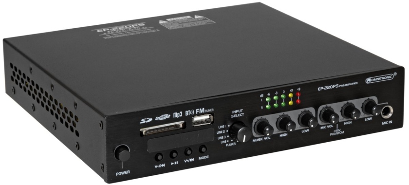 Omnitronic EP-220PS Preamplifier with MP3 Player, Bluetooth and FM Radio 9.5