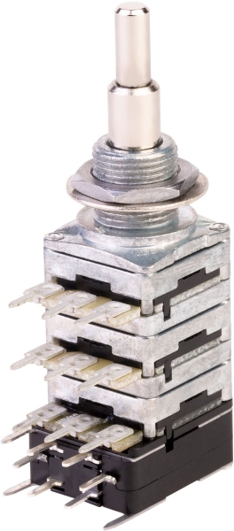MEC Pickups Mono + Stereo Stacked Potentiometer, B500K / (05A220K / 05C220K)/cc, Push/Pull