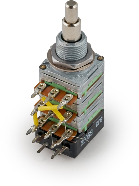MEC Pickups  Volume / Balance Push/Pull Poti Module for Active Pickups - Vol (B500K) + Bal (05C&05A 25K), Lefthand