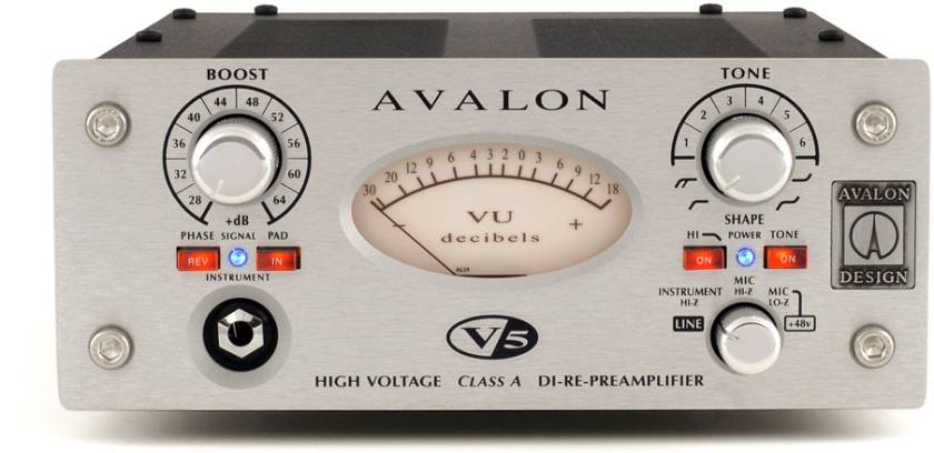 Avalon Design V5 Mono DI-RE-Mic Preamplifier - Silver