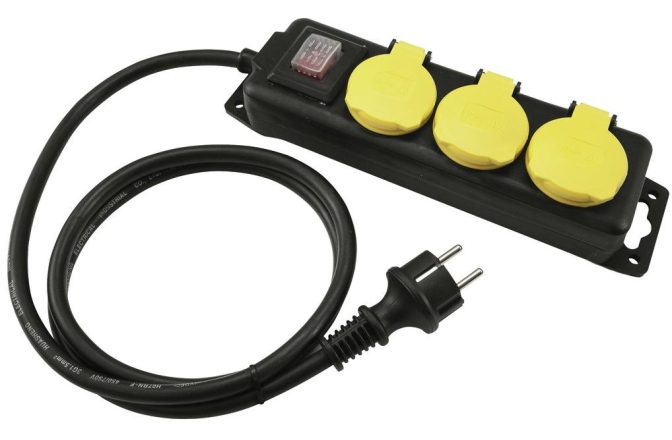 Priză multiplă Eurolite Distributor 3-fold IP44 bk 1.5m