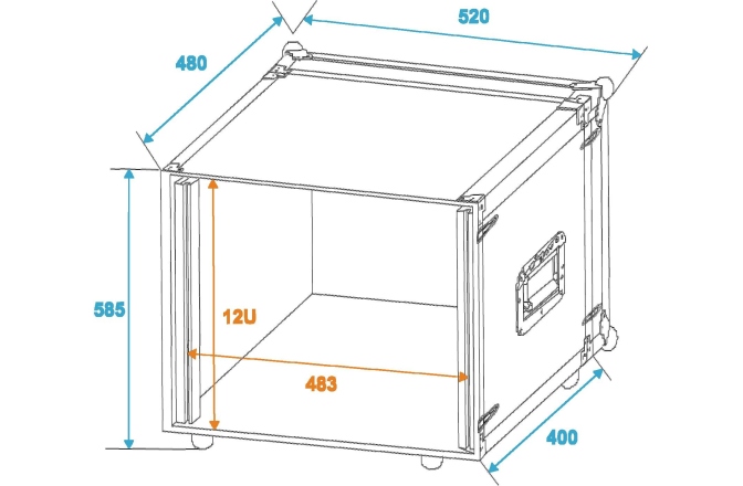 Rack de efecte Roadinger Effect Rack CO DD, 12U, 38cm deep, black