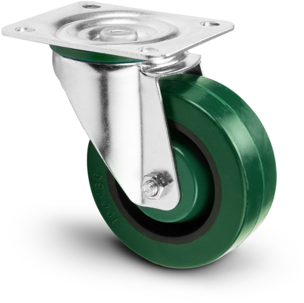 Adam Hall Swivel Castor 100 mm Heavy Duty with Green Wheel