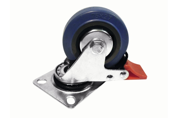 Swivel Castor 75mm blue with brake