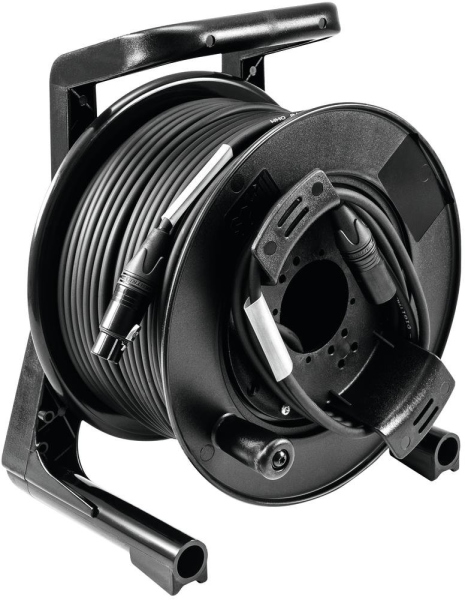 PSSO DMX cable drum XLR 50m bk Neutrik 2x0.22