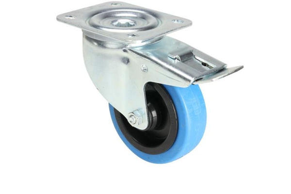 Tente Braked Swivel Castor Wheel Blue 100mm