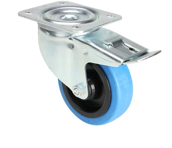 Tente Braked Swivel Castor Wheel Blue 100mm
