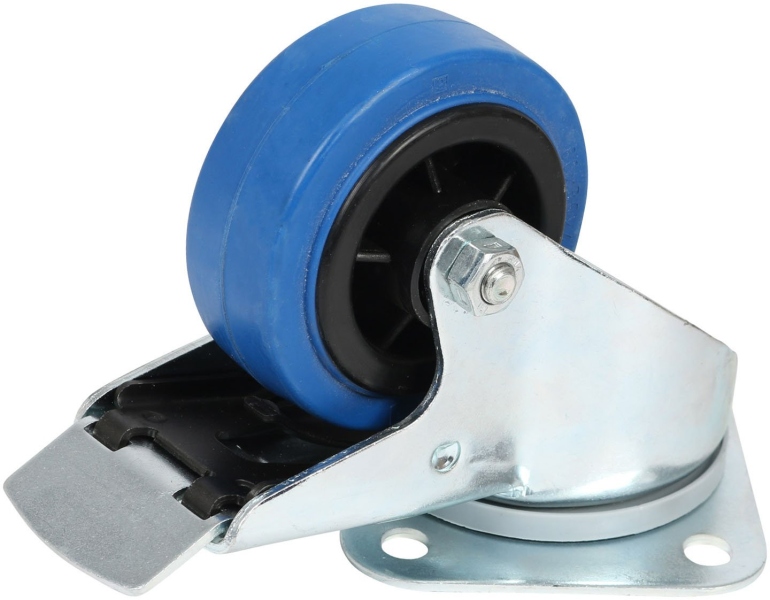 Tente Braked Swivel Castor Wheel Blue 80mm