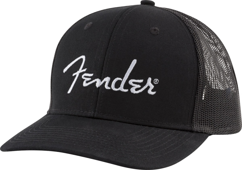 Fender Silver Logo Snapback Trucker Hat BK