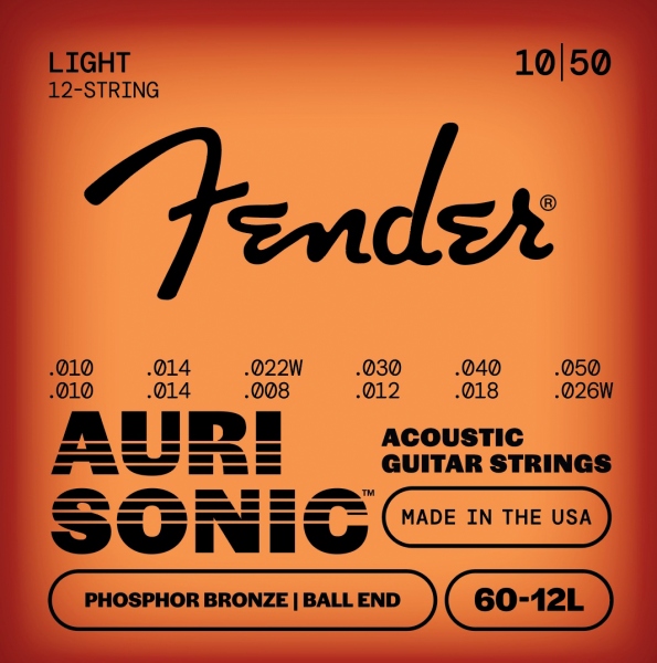 Fender Phosphor Bronze Acoustic Guitar Strings Ball End 60-12L .010-.048 Gauges Set of 12