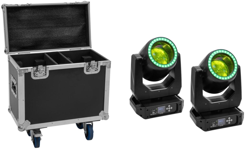 Eurolite Set 2x LED TMH-B120 Hypno Moving-Head Beam + Flightcase with wheels