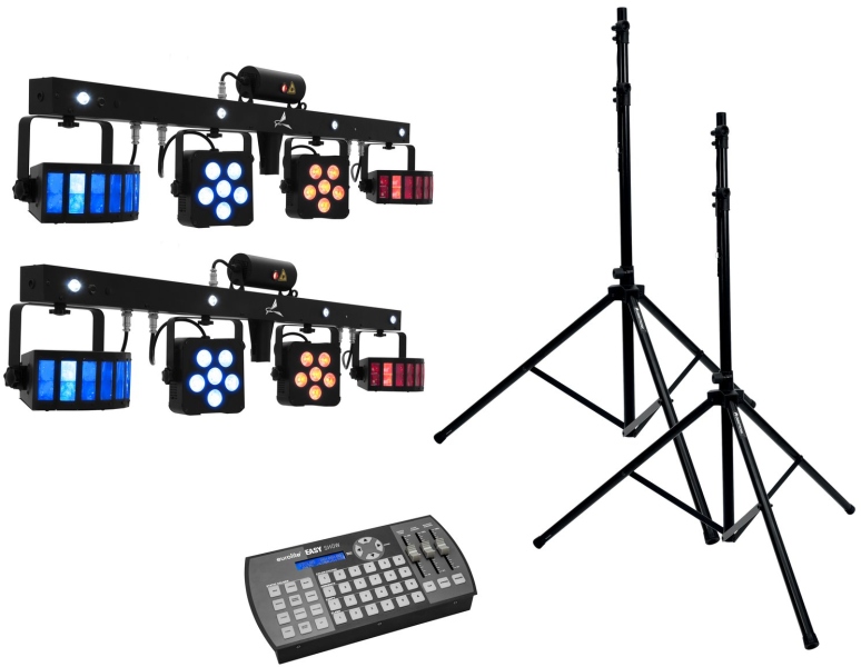 Eurolite Set 2x LED KLS Laser Bar PRO + Easy Show + 2x M-4 Speaker-System Stand
