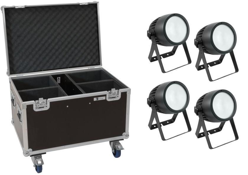 Eurolite Set 4x LED Theatre COB 200 WW/CW + Case with wheels
