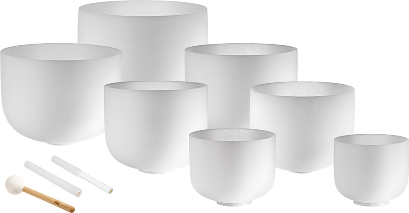 Meinl Sonic Energy Crystal Singing Bowls Chakra Set White-frosted C4, D4, E4, F4, G4, A4, B4 432 Hz