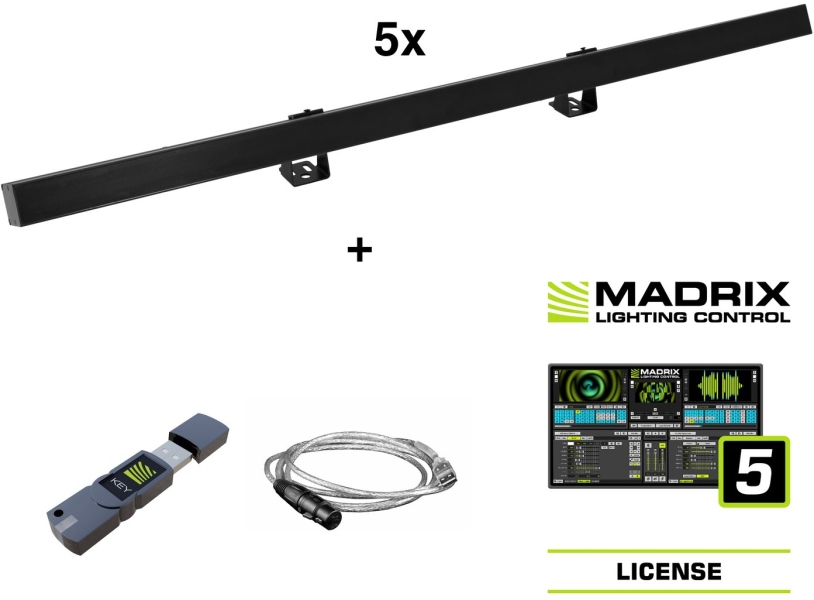 Eurolite Set 5x LED PR-100/32 Pixel DMX Rail bk + Madrix Software