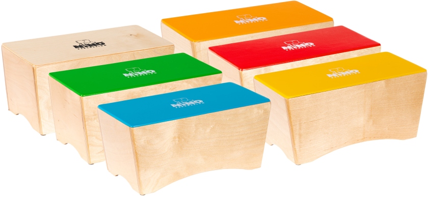 Nino Percussion Classroom Bongo Cajon Group Rhythm Set - 6 Pcs.