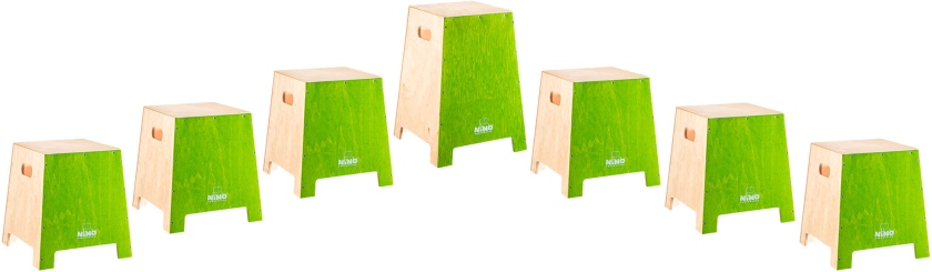 Nino Percussion Stackable Classroom Cajon Group Rhythm Set - 7 pcs