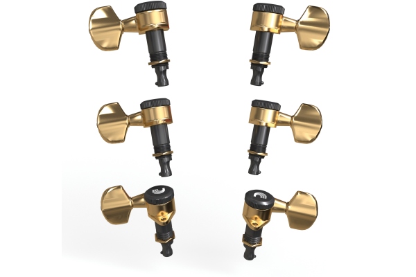 Auto-Trim Locking Tuning Machines 3 Per Side - Gold Auto-Trim Locking Tuning Machines 3 Per Side - Gold